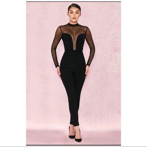 house of cb wilhelmina black crepe jumpsuit size S